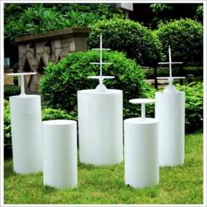 White Round plinth pedestal table stand