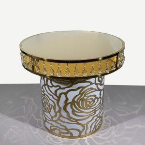 Flower style round mirror table with Crystal Pendants