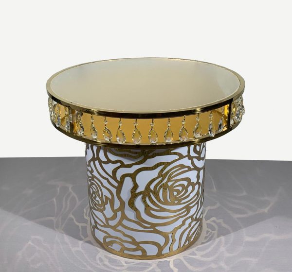 Flower style round mirror table with Crystal Pendants